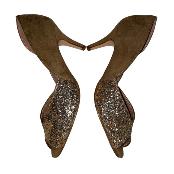 Vanessa Wu Diane camel and gold peep-toe pumps Women’s Heels Size 36 or US 6 NWT - Picture 8 of 16